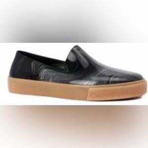 Melissa Black and Grey Slip-On Marble Loafers